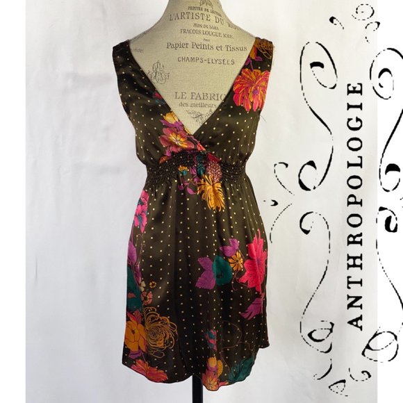 Anthropologie Dresses & Skirts - Anthropologie Flounce Brown Floral Halter Dress
